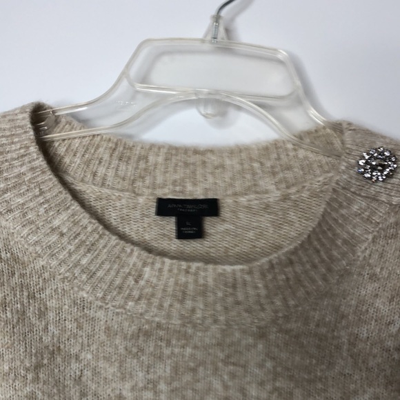 Ann Taylor Women's Tan Mid Sleeve Soft Stretch Sweater L LARGE - Picture 5 of 8